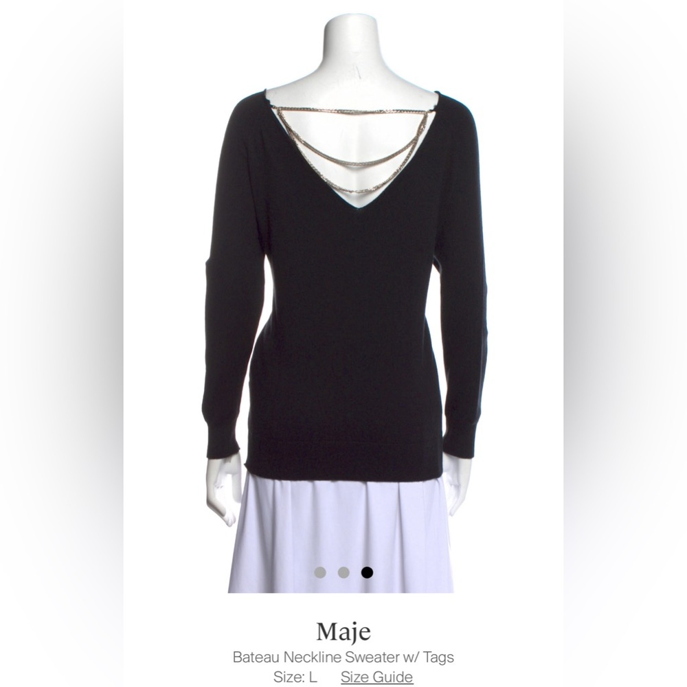 Maje Beautiful neck  line sweater with chains  “ removable” on the back